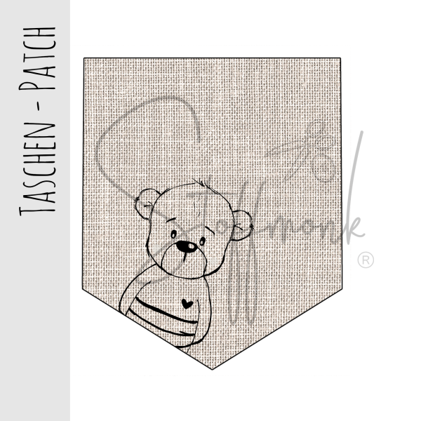 Taschen Patch - Leinenoptik Beige - "Paul der Bär" XaXelu Desgin